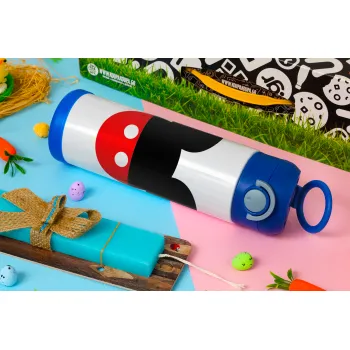 Mickey head, Πασχαλινή Λαμπάδα με Παιδικό παγούρι θερμό, ανοξείδωτο, με καλαμάκι ασφαλείας, ΜΠΛΕ (500ml)