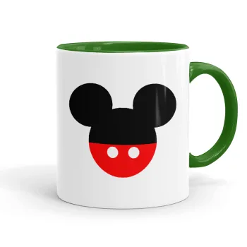 Mickey head, Κούπα χρωματιστή πράσινη, κεραμική, 330ml