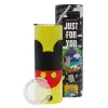 Neon Yellow Travel Tumbler θερμό, μεταλλικό καλαμάκι(Ανωξείδωτο 304 Food grade, BPA free, 600ml)