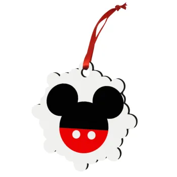 Mickey head, Στολίδι Χριστουγεννιάτικο στολίδι snowflake ξύλινο 7.5cm