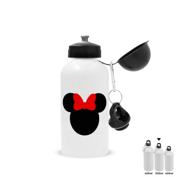 Minnie head, Metal water bottle, White, aluminum 500ml