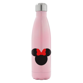 Minnie head, Metal mug thermos Pink Iridiscent (Stainless steel), double wall, 500ml