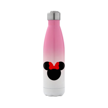 Minnie head, Metal mug thermos Pink/White (Stainless steel), double wall, 500ml