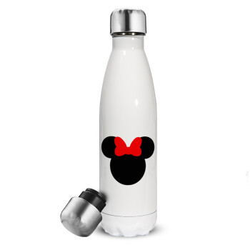 Minnie head, Metal mug thermos White (Stainless steel), double wall, 500ml