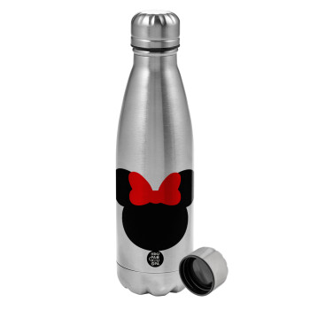 Minnie head, Metallic water bottle, stainless steel, 750ml