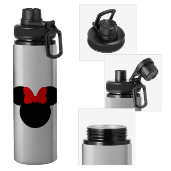 Minnie head, Μεταλλικό παγούρι νερού με καπάκι ασφαλείας, αλουμινίου 850ml