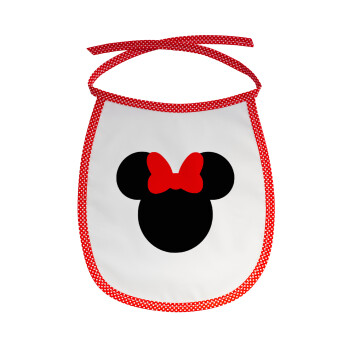 Minnie head, Σαλιάρα μωρού αλέκιαστη με κορδόνι Κόκκινη