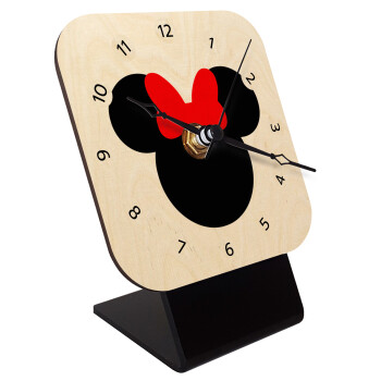 Minnie head, Quartz Table clock in natural wood (10cm)