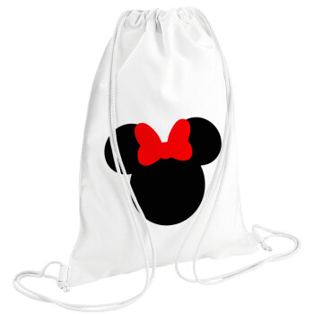 Minnie head, Τσάντα πλάτης πουγκί GYMBAG λευκή (28x40cm)