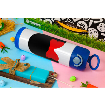 Minnie head, Easter candle, Childrens hot water bottle, stainless steel, with safety straw, BLUE (500ml)