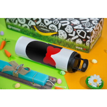 Minnie head, Easter candle,Travel Tumbler 2 Lids, with metal straw & cleaning brush & aromatic flat candle (30cm) (BLUE)