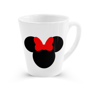 Minnie head, Κούπα κωνική Latte Λευκή, κεραμική, 300ml