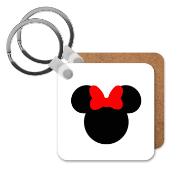 Minnie head, Μπρελόκ Ξύλινο τετράγωνο MDF