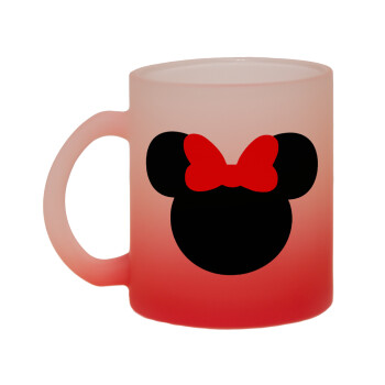 Minnie head, Κούπα γυάλινη δίχρωμη με βάση το κόκκινο ματ, 330ml