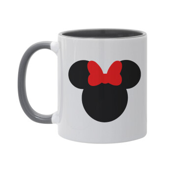 Minnie head, Κούπα χρωματιστή γκρι, κεραμική, 330ml