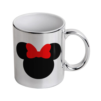 Minnie head, Mug ceramic, silver mirror, 330ml