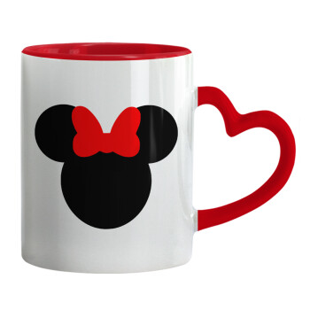 Minnie head, Mug heart red handle, ceramic, 330ml