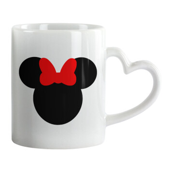 Minnie head, Mug heart handle, ceramic, 330ml