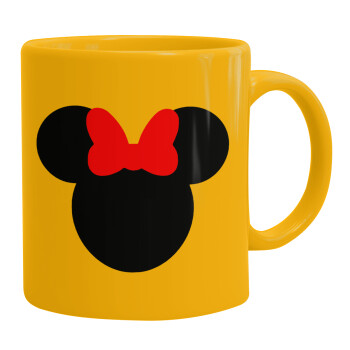 Minnie head, Ceramic coffee mug yellow, 330ml (1pcs)