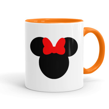 Minnie head, Mug colored orange, ceramic, 330ml