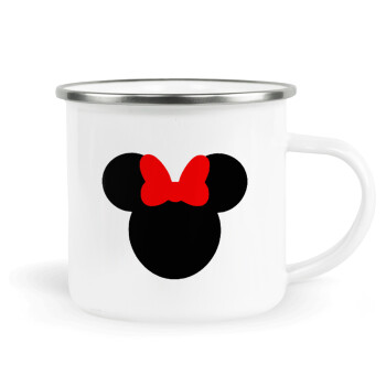 Minnie head, Metallic enamel cup white 360ml