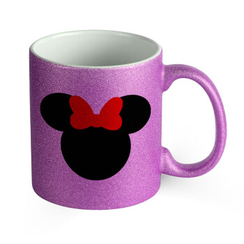 Minnie head, Κούπα Μωβ Glitter που γυαλίζει, κεραμική, 330ml