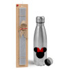 Easter Set, metallic Inox water bottle (750ml) & aromatic flat Easter candle (30cm) (GRAY)