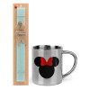 Easter Set, metallic thermal cup (300ml) & aromatic flat Easter candle (30cm) (TURQUOISE)