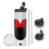 Travel Tumbler 2 Lids, with metal straw & cleaning brush (Stainless steel 304 Food grade, BPA free, 600ml)