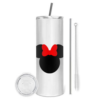 Minnie head, Eco friendly stainless steel tumbler 600ml, with metal straw & cleaning brush