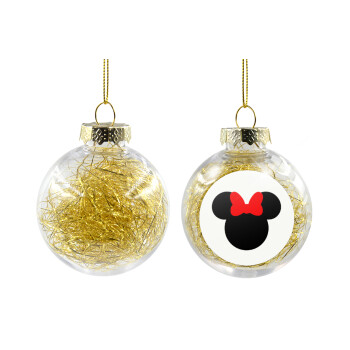 Minnie head, Χριστουγεννιάτικη μπάλα δένδρου διάφανη με χρυσό γέμισμα 8cm
