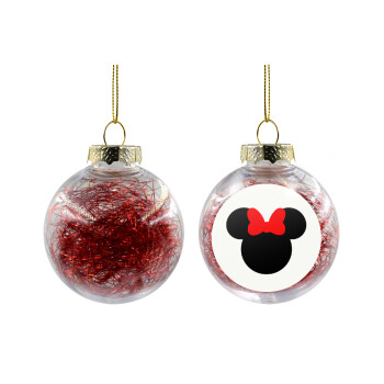 Minnie head, Χριστουγεννιάτικη μπάλα δένδρου διάφανη με κόκκινο γέμισμα 8cm