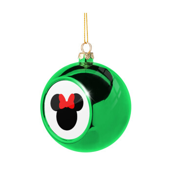 Minnie head, Χριστουγεννιάτικη μπάλα δένδρου Πράσινη 8cm