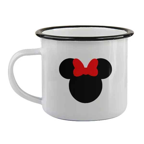 Minnie head — Enamel mug with black rim, 360ml