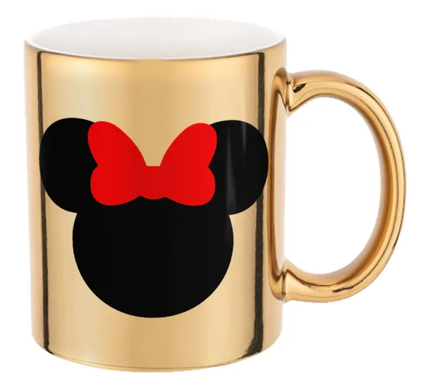 Minnie head — Mug ceramic, gold mirror, 330ml