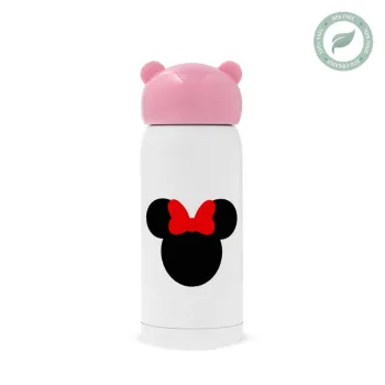 Minnie head, Pink stainless steel thermal flask, 320ml
