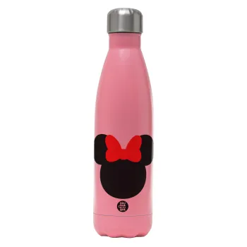 Minnie head, Μεταλλικό παγούρι θερμός Ροζ Ματ (Stainless steel), διπλού τοιχώματος, 500ml