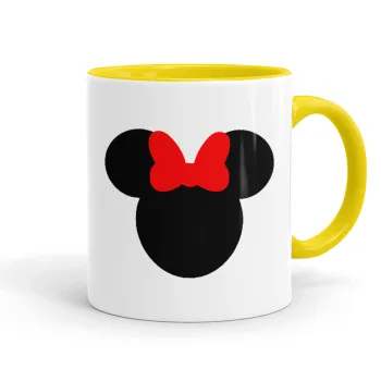 Minnie head, Κούπα χρωματιστή κίτρινη, κεραμική, 330ml