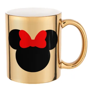 Minnie head, Κούπα κεραμική, χρυσή καθρέπτης, 330ml