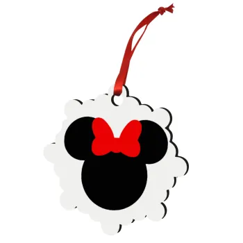 Minnie head, Στολίδι Χριστουγεννιάτικο στολίδι snowflake ξύλινο 7.5cm