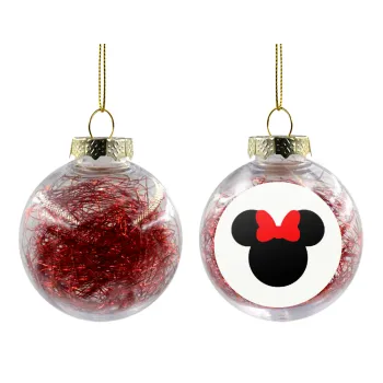 Minnie head, Transparent Christmas tree ball ornament with red filling 8cm