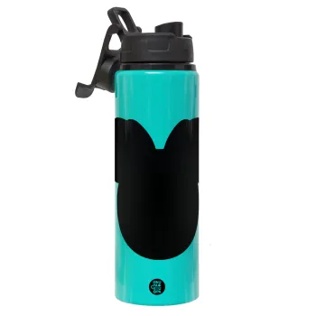 Minnie head, Μεταλλικό παγούρι νερού με καπάκι ασφαλείας, αλουμινίου 850ml