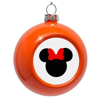 Minnie head, Orange Christmas tree ornament bauble 8cm