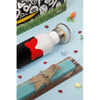 Minnie head, Πασχαλινή Λαμπάδα με παγούρι μεταλλικό (620ml, stainless steel) & κερί αρωματικό πλακέ (30cm) (ΤΙΡΚΟΥΑΖ)