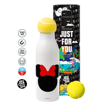 Minnie head, Μπάλα τένις μεταλλικό παγούρι θερμός, διπλού τοιχώματος, 550ml