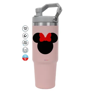 Minnie head, ΡΟΖ χρώματος Θερμός Ανοξείδωτο 890ml (30oz) με χερούλι
