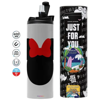 Minnie head, Tumbler ποτήρι θερμό ΓΚΡΙ από ανοξείδωτο ατσάλι 600ml