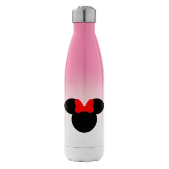Minnie head, Metal mug thermos Pink/White (Stainless steel), double wall, 500ml