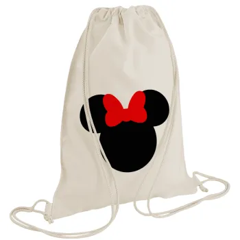 Minnie head, Backpack bag GYMBAG natural (28x40cm)