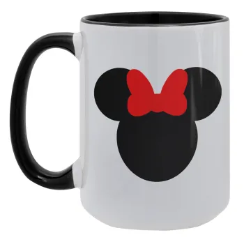 Minnie head, Κούπα Mega 15oz, κεραμική Μαύρη, 450ml